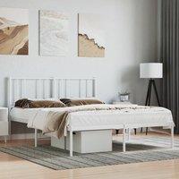 Metal Bed Frame with Headboard White 120x190 cm Small Double