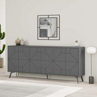 Decortie 6-Doors Push-to-open Doors Sideboard 'Dune' with Metal Legs 183cm in Dark Grey | Size: 3 Pack