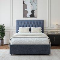 Bedmaster Linen Divan Base & Button Headboard in Black | Size: Small Double