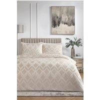 Soiree 'Belfort' Woven Geo Velvet Duvet Cover Set in Ivory | Size: Double