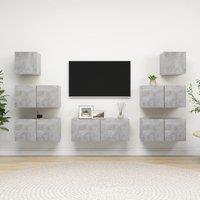 7 Piece TV Cabinet Set Concrete Grey Engineered Wood
