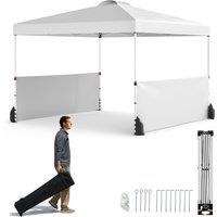 Gymax 300 X 300 CM Pop up Canopy Tent With 2 Half Sidewalls & Wheeled Bag in White