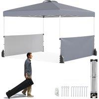 Gymax 300 X 300 CM Pop up Canopy Tent With 2 Half Sidewalls & Wheeled Bag in Grey