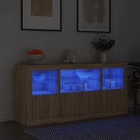 Berkfield Home Sideboard with LED Lights Sonoma Oak 142.5x37x67 cm in Brown
