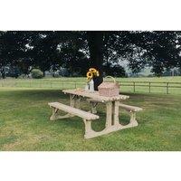 Churnet Valley Garden Furniture Ltd Lunar Picnic Table - L150 x W153 x H76 cm - Partially Assembled in Brown