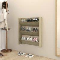 Berkfield Home Wall Shoe Cabinet Sonoma Oak 80x18x90 cm Engineered Wood in Brown | Size: 80 x 18 x 90 cm