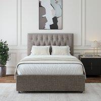 Bedmaster Linen 4 Drawer Divan Base & Button Headboard in Light Grey | Size: Double