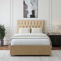 Bedmaster Linen 4 Drawer Divan Base & Button Headboard in Natural | Size: Double