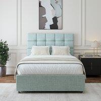 Bedmaster Linen 4 Drawer Divan Base & Square Headboard in Light Brown | Size: Double