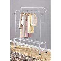 Double-Rod Clothes Rack with Wheels Bedroom Classic Style