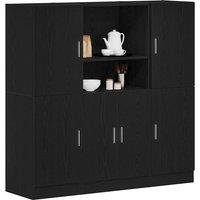 Berkfield Home 3 Piece Kitchen Cabinet Set Black Engineered Wood
