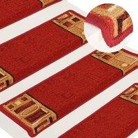 Berkfield Home Stair Mats Self-adhesive 15 pcs 65x21x4 cm Red | Size: Medium