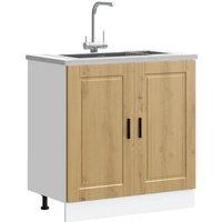 Berkfield Home Sink Base Cabinet "Porto" Artisan Oak 80x46x81.5 cm Engineered Wood in Brown | Size: 80x46x81.5 cm