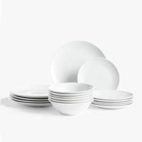 Glim & Glam Dinner Set 18 Piece Crockery Dinnerware Coupe in White