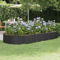 Berkfield Home Garden Raised Bed Powder-coated Steel 296x140x36 cm Anthracite in Black | Size: 296 x 140 x 36 cm