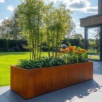 Woven Wood 150cm Corten Steel Trough Planter - Pre-Rusted in Light Brown
