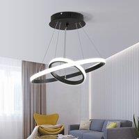 Goeco Double Circle Pendant Chandelier 20+40cm Black Cool White