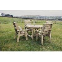 Churnet Valley Garden Furniture Ltd Ergo 4 Seater Round Table Set - Timber - Partially Assembled in Brown