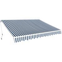 Berkfield Home Folding Awning Manual Operated 350 cm Blue/White in Blue