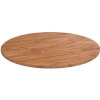 Round Table Top Light Brown ?50x1.5 cm Treated Solid Wood Oak