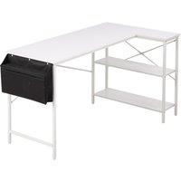 L-Shaped Desk with Bag & Shelves, 136 x 80 x 75 cm