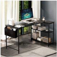 L-Shaped Desk with Bag & Shelves, 136 x 80 x 75 cm