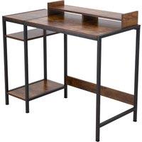 Retro Office Desk with Monitor Stand & Storage Shelves, 100 x 46 x 84 cm