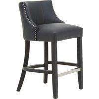 Orsina Bar Stool with Back, Velvet Seat Breakfast Bar Chair, Kitchen Stool with Footrest, Chair for Bar, Home in Black