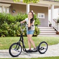 HOMCOM Teen Push Scooter Kids Children Stunt Scooter 16 Inches Wheels Adjustable in Black