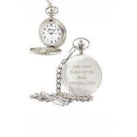 Personalised Memento Company Men's Personalised Pocket Fob Watch in Silver