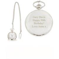 Personalised Memento Company Men's Personalised Formal Pocket Fob Watch in Metallic Silver