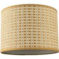 Happy Homewares Vintage Reeded Paper Round Lamp Shade with Taupe Cotton Fabric Trims | Size: 10 inches