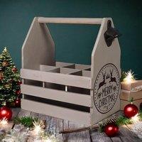 Minster 6 Bottle Holder with Opener - L19 x W27 x H30 cm - Rustic Grey | Size: 1 Pack