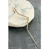 Otis Jaxon London Single Silver Zig Zag White Topaz Ear Cuff Earring in Rose Gold | Size: Large