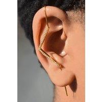 Otis Jaxon London Single Silver Zig Zag White Topaz Ear Cuff Earring in Gold | Size: Small