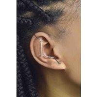 Otis Jaxon London Single Silver Zig Zag White Topaz Ear Cuff Earring in Black | Size: Large