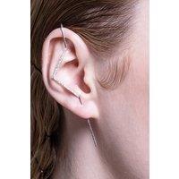Otis Jaxon London Single Silver Zig Zag White Topaz Ear Cuff Earring | Size: Small