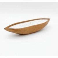 Minster Root Boat Bowl with Candle - L12 x W40 x H8 cm - Teak in Brown | Size: 1 Pack