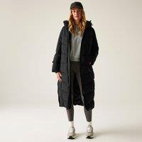 Regatta Women's Eloria Longline Hooded Insulating Quilted Jacket in Jet Black | Size: 16