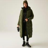 Regatta Women's Eloria Longline Hooded Insulating Quilted Jacket in Green | Size: 20