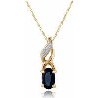 Gemondo Women's Classic Oval Sapphire & Diamond Pendant in 9ct Yellow Gold in Blue | Size: 18 inches