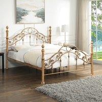 OAT Home Kensington French Style Antique Brass Effect Metal Bed Frame in Bronze | Size: Small Double