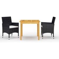 Berkfield Home 3 Piece Garden Dining Set with Cushions Black