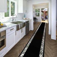 runrug Hallway Carpet Runner Rug - Soft & Comfy, 9mm - 'Zebra' in Black | Size: 60 cm x 390 cm
