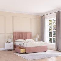 Sloomy Manhattan Plush Bed Set With 4 Drawers, Mattress & Headboard in Pink | Size: King