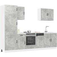 Berkfield Home 7 Piece Kitchen Cabinet Set Kalmar Concrete Grey Engineered Wood