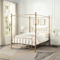 OAT Home Westminster Victorian Style Antique Brass Effect 4 Poster Canopy Bed Frame in Bronze | Size: King