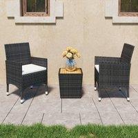 Berkfield Home 3 Piece Garden Bistro Set Poly Rattan & Solid Wood Black