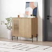FWStyle 2 Door Modern Sapphire Oak Sideboard Cabinet in Brown