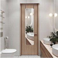 White Rounded Rectangular Metal Frame Door/Wall Mount Mirror for Hallway, Bedroom & Bathroom, 28cm W x 118cm H